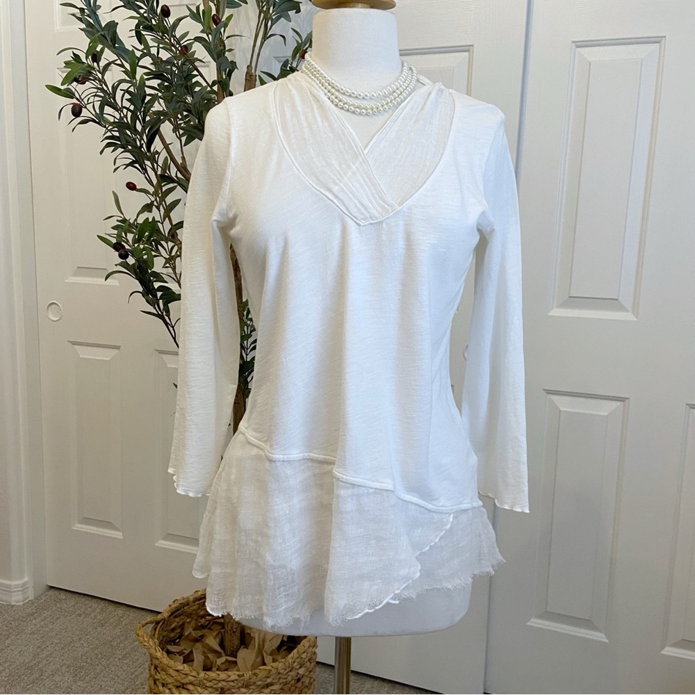 Blouse Beautiful Cotton Linen Flowy Blouse by Fenini